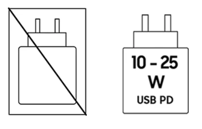  Kompatibles Netzteil: 10 - 25 W USB PD 