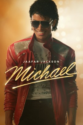 Filmplakat zu „Michael“ mit einer zentral inszenierten Person im Bühnenlook. Der Fokus liegt auf der markanten Pose und der ikonischen Silhouette, die an Michael Jackson erinnert. Die dunkle, kontrastreiche Gestaltung mit Spotlight-Atmosphäre vermittelt den Eindruck einer großen Musik- und Bühnenproduktion.