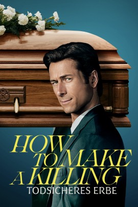Filmplakat zu „How to Make a Killing – Todsicheres Erbe“. Die Gestaltung wirkt wie eine schwarzhumorige Krimikomödie: Im Mittelpunkt steht eine elegante, spannungsgeladene Inszenierung, die auf Geld, Erbschaft und ein mögliches Verbrechen verweist. Der Look ist stilvoll, leicht düster und vermittelt eine Mischung aus Spannung, Intrige und trockenem Humor.