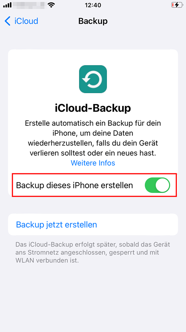 Regler für automatische iCloud-Backups