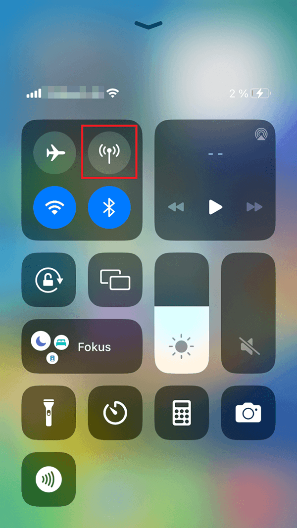 iPhone-Schnellzugriff: Mobile Daten aus