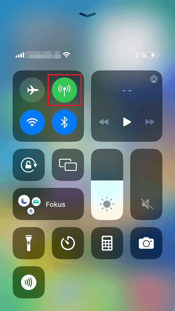 iPhone-Schnellzugriff: Mobile Daten an