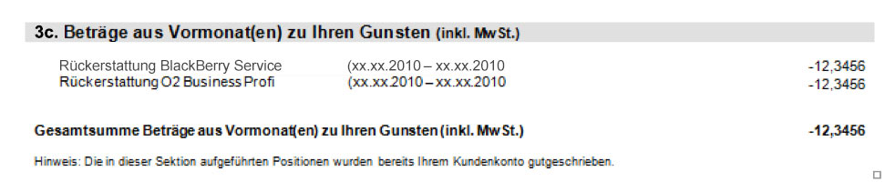 Rechnung im Überblick - Rechnungsdetails Rechnungsdetails