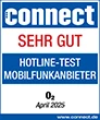  Connect Hotline: Ergebnis im Connect Test Hotline Mobilfunkanbieter - sehr gut

