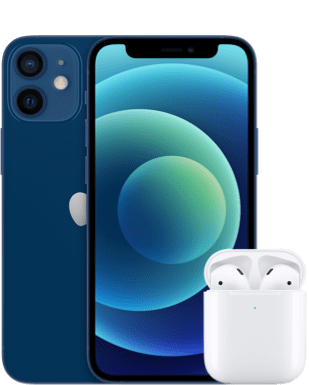 Apple iPhone 12 mini mit AirPods