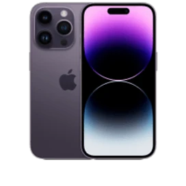  Apple iPhone 14 Pro, Dunkellila, Vorder- und Rückansicht
