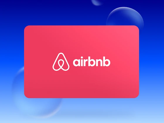  Eine Grafik, die das airbnb Logo in der Mitte zeigt auf blauem hintergrund 