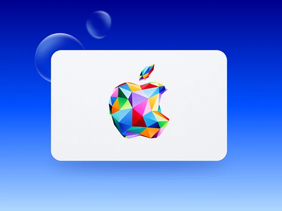  Buntes, geometrisch gestaltetes Apple-Logo auf hellem Hintergrund. 