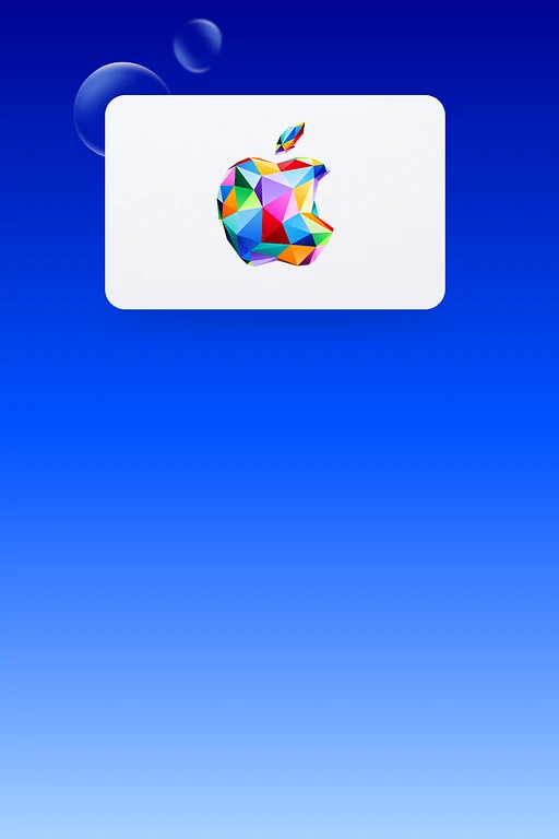  Buntes, geometrisch gestaltetes Apple-Logo auf hellem Hintergrund. 