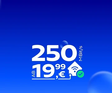 Erfahre mehr über die aktuellen Internet zuhause Angebote von o2.
250 MBit/s ab 19,99 €