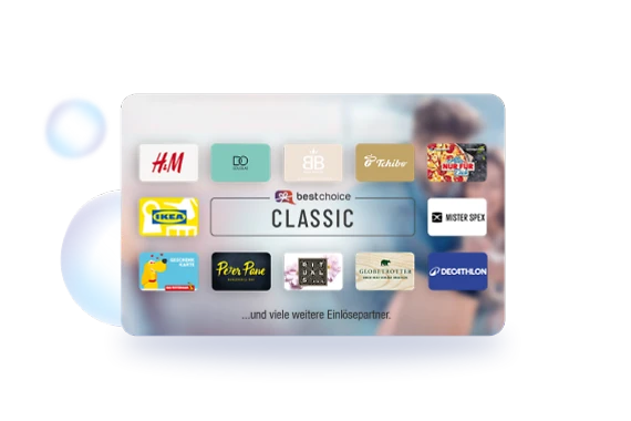  BestChoice-Gutschein mit Logos von H&M, Ikea, Tchibo, Decathlon u.a. 