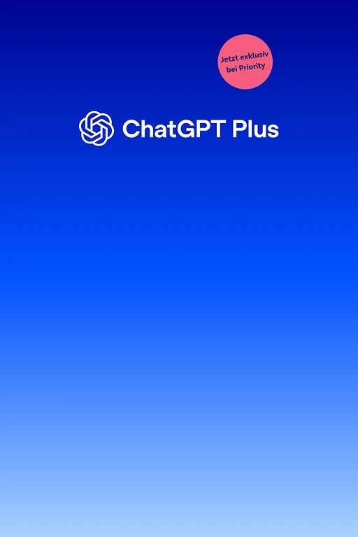  Blaues Hintergrundbild mit dem ChatGPT Logo und Schriftzug. 