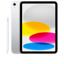  Vorder- und Rückansicht des Apple iPad (11.Gen) 5G in Silber mit gratis Apple Pencil
