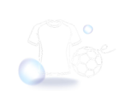  Fein gezeichnetes Fußballtrikot in weißen Linien auf blauem Hintergrund 