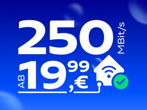  250 MBit/s ab 19,99 €
