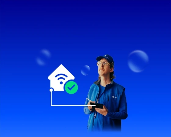  Bild mit Icon zum kostenlosen o2 Installationsservice und Uke Bosse als Service-Techniker
