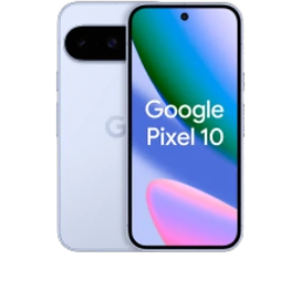 Vorder- und Rückansicht des Google Pixel 10 in Frost (Hellblau)
