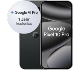  Vorder- und Rückansicht des Google Pixel 10 Pro in Obsidian (Schwarz)
