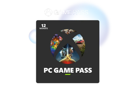  PC Game Pass 12 Monate mit Xbox Game Pass-Logo darüber. 
