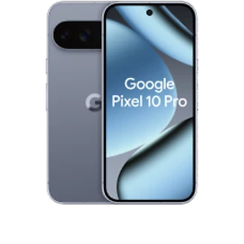  Vorder- und Rückansicht des Google Pixel 10 Pro in Moonstone (Hellgrau)
