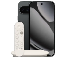  Vorder- und Rückansicht des Google Pixel 10 Pro XL in Obsidian (Schwarz) und den Pixel Buds 2a in Hazel (Dunkelbraun bis Schwarz) mit 12 Monate Google AI Pro kostenlos testen
