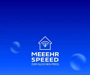 Bild mit Haus, WLAN-Symbol und dem Schriftzug: Mehr Speed zum gleichen Preis.
  Kabel-Internet von o2 jetzt noch schneller.