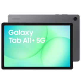  Samsung Galaxy Tab A11+, in Grau, Vorder- und Rückseite mit Kamera
