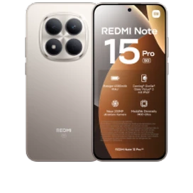  Vorder- und Rückansicht des Xiaomi Redmi Note 15 Pro 5G in Titan (Silbergrau)
