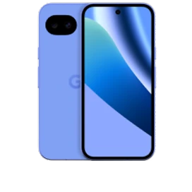  Vorder- und Rückansicht des Google Pixel 10a in der Farbe Lavender (Blau mit leichtem Lilaton)
