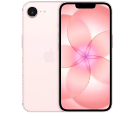  Vorder- und Rückansicht des iPhone 17e in Soft Pink (Hellrosa)

