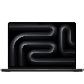  Vorderansicht des MacBook Pro 14 Zoll M5 Max in Schwarz
