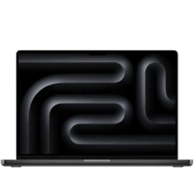  Vorderansicht des MacBook Pro 16 Zoll M5 Pro in Schwarz
