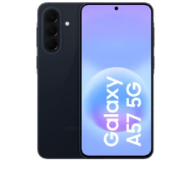  Vorder- und Rückansicht des Samsung Galaxy A57 in der Farbe Awesome Navy (Dunkelblau)
