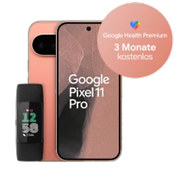  Vorder- und Rückansicht des Google Pixel 11 Pro in Canyon (Wüstensand)
