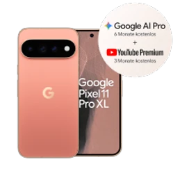  Vorder- und Rückansicht des Google Pixel 11 Pro XL in Canyon (Wüstensand)
