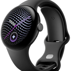  Google Pixel Watch 5 LTE 45 mm, in Schwarz, Vorderansicht leicht gedreht
